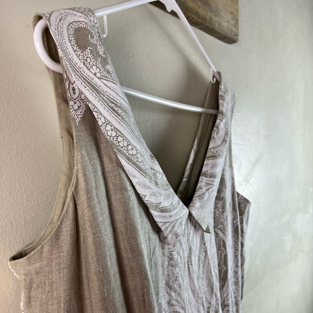 NWT ($698 retail) STUNNING Brooks Brothers Linen dress size 12 - tan and white - Picture 5 of 12